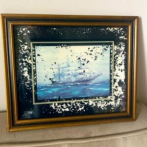 Sailing Ships Print- Gold Frame Windsor Art Products Inc gold navy blue unique